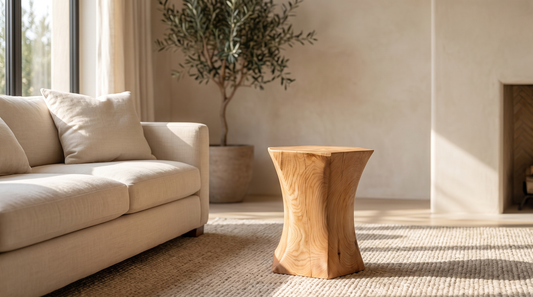 Cedar End Table — styled interior view