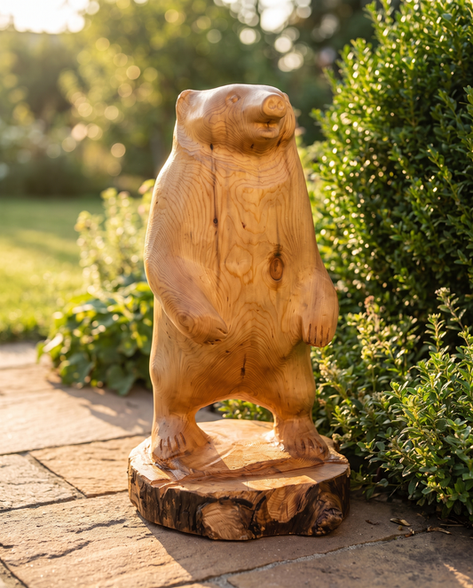Cedar Bear Cub Sculpture — styled interior view
