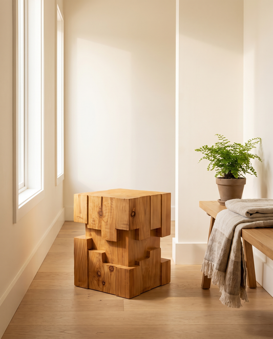 Cedar Stool — styled interior view