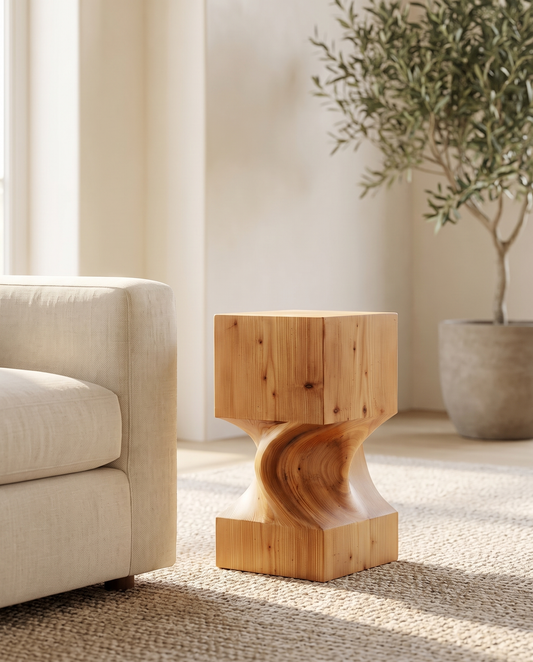 Spruce Block Side Table — styled interior view