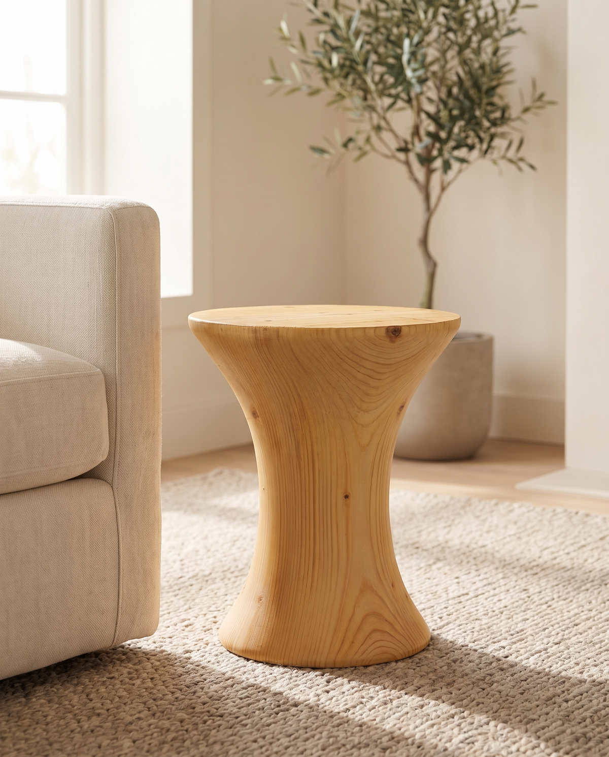 Hourglass Side Table — styled interior view