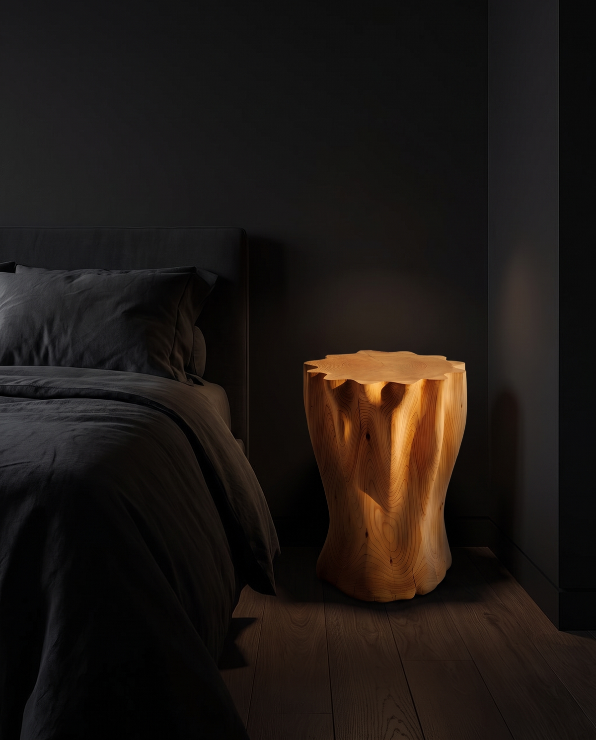 Cedar Side Table — styled interior view