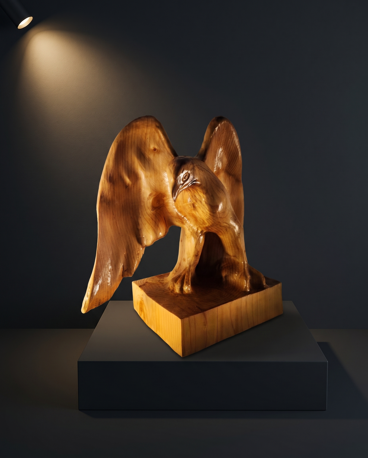 Cedar Eagle Sculpture — styled interior view