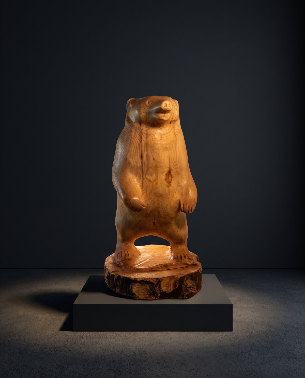 Cedar Bear Cub Sculpture — styled interior view