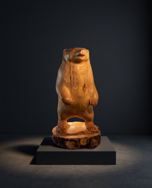 Cedar Bear Cub Sculpture — styled interior view