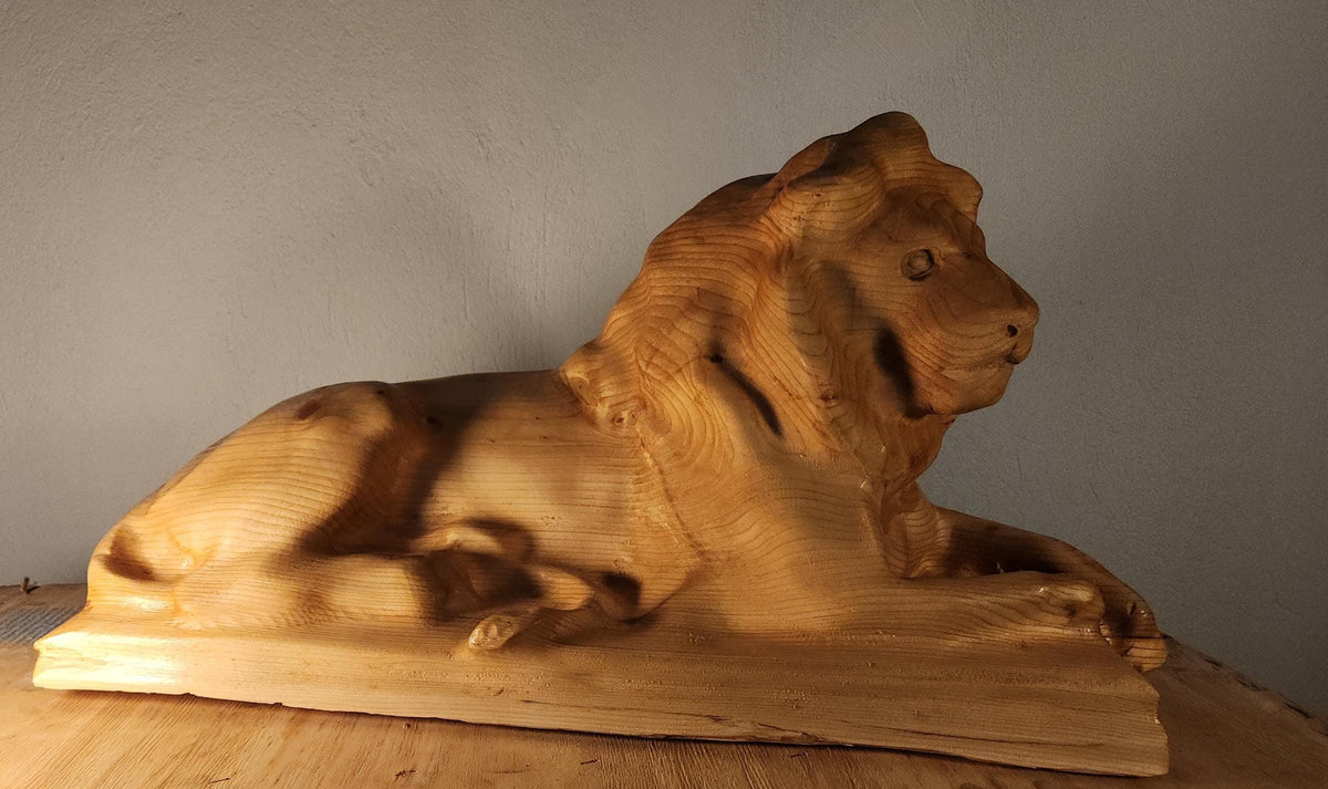 Cedar Lion Sculpture