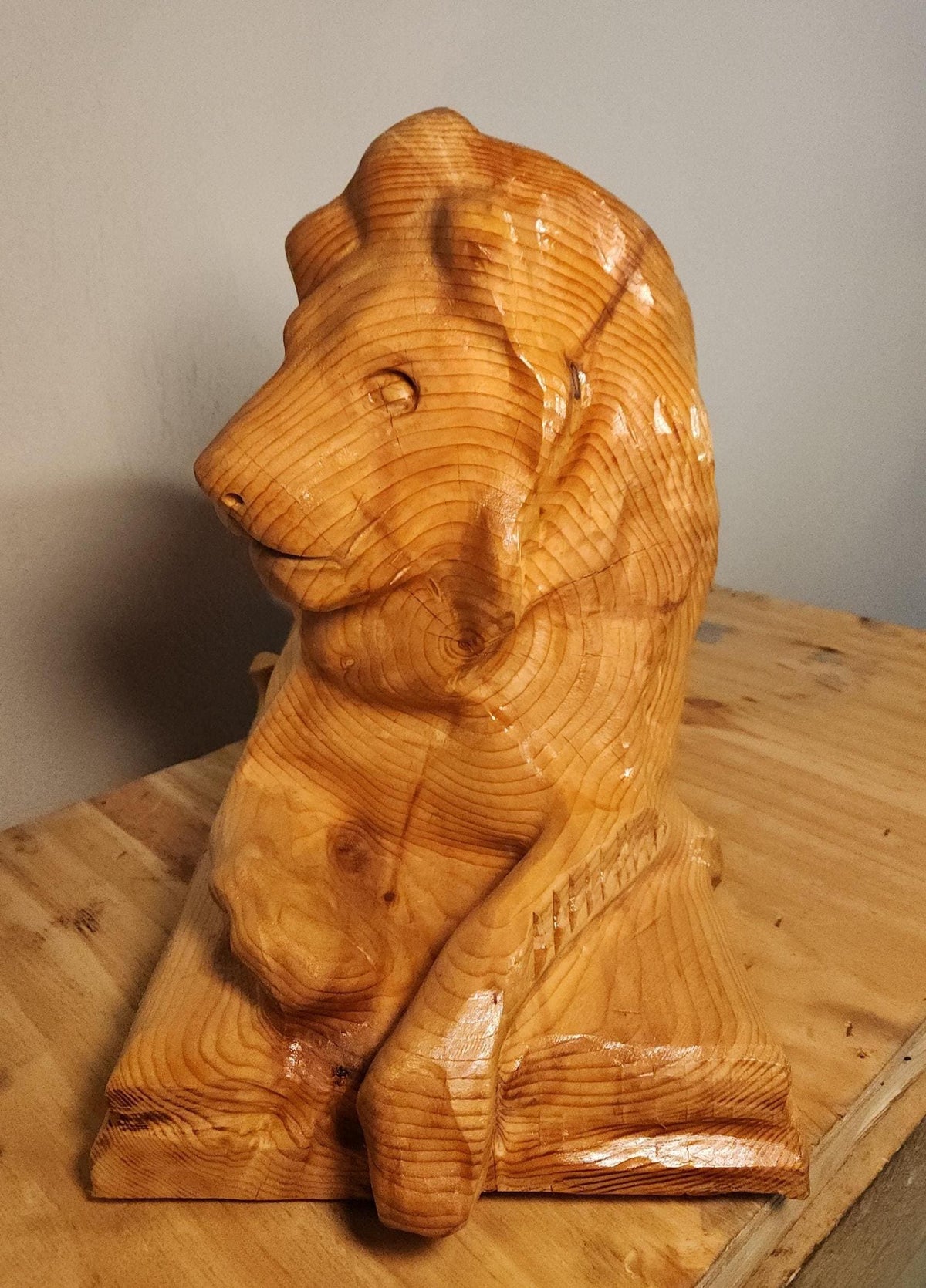 Cedar Lion Sculpture