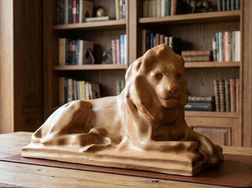 Cedar Lion Sculpture