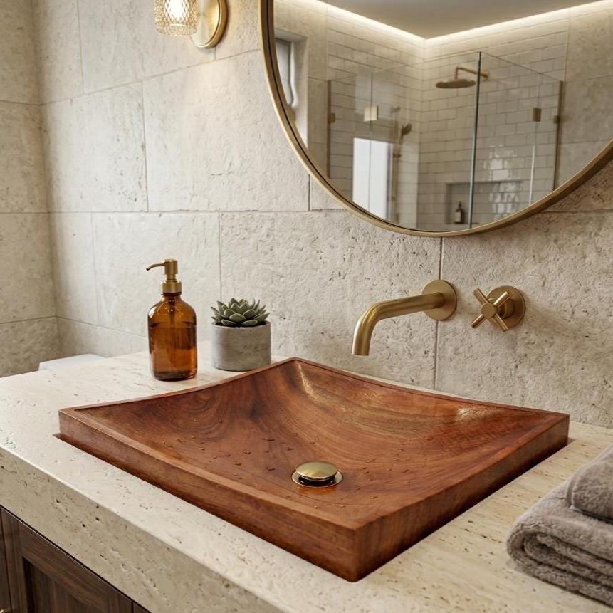Square Plane Wood Sink