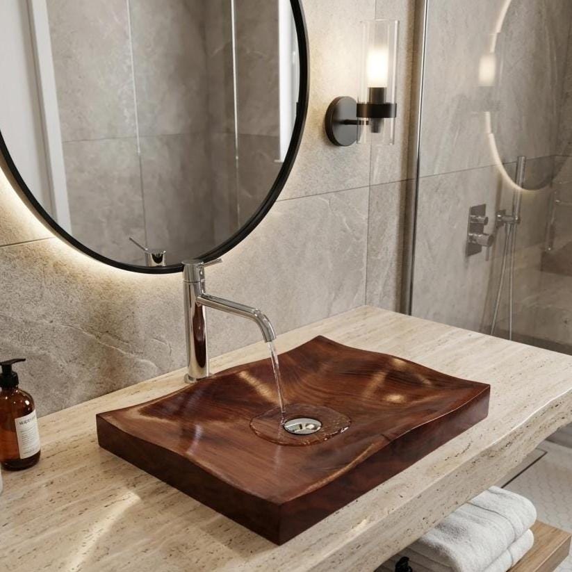 Plane Wood Vessel Sink