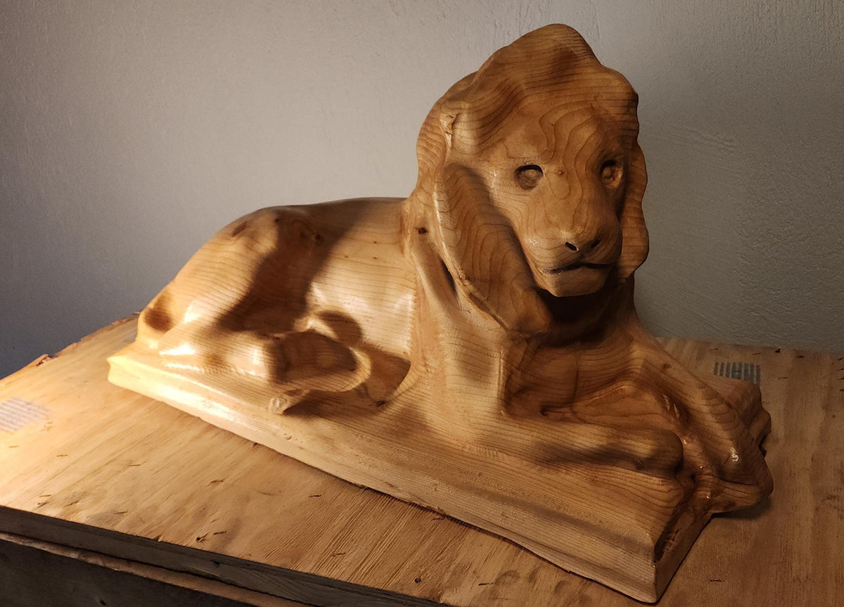 Cedar Lion Sculpture